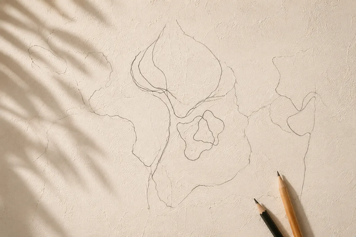 Boceto del mural sobre la pared