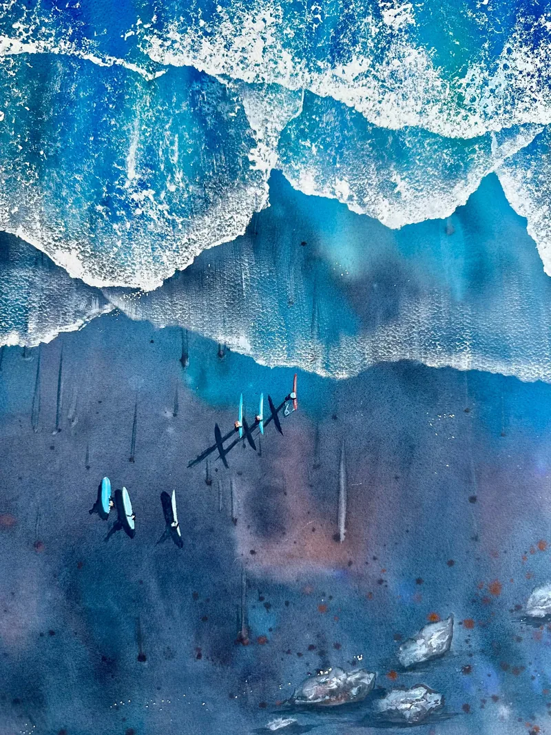 Espuma desde el aire — Acuarela sobre papel